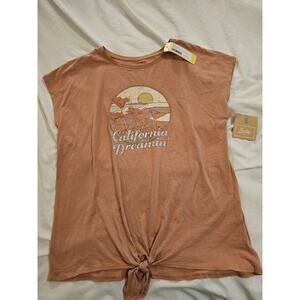 Bixby Nomad California Dreamin Graphic Tee Womens XL‎ 16-18 Tie Front NWT